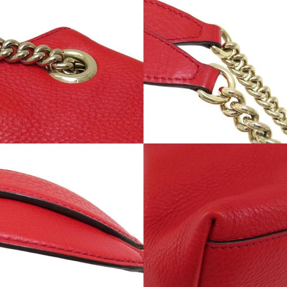 Gucci Chain Shoulder Soho Tote Bag Leather Red - Picture 8 of 9